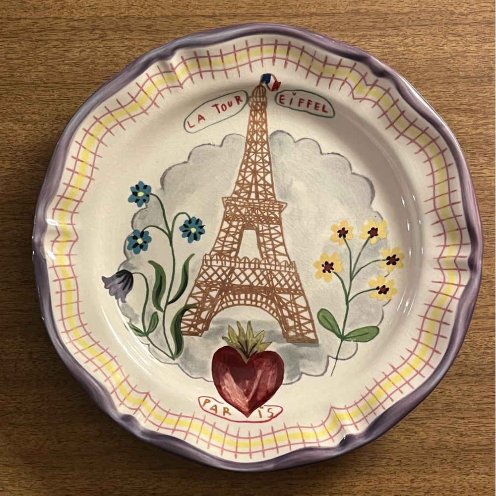 Anthropologie Nathalie Lete La Tour Eiffel Tower Paris 10.25” Plate